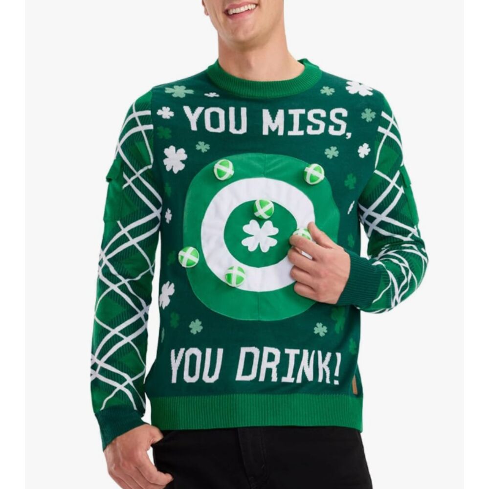NEW Tipsy Elves St Patricks Day Sweater Large Target Drinking Game NWT Green